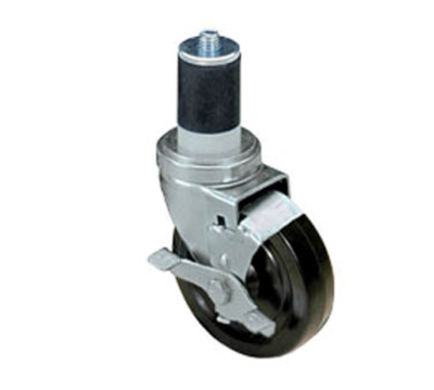 Component Hardware CMS1-5KBN 5" Dia. Black Rubber Wheel Swivel Medium Duty Expanding Stem Caster