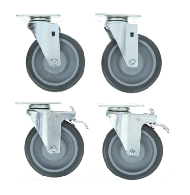 Component Hardware CSTPK-5RSP-T1 5" Dia. Gray Polyurethane Wheel Expanding Stem Swivel Caster Pack