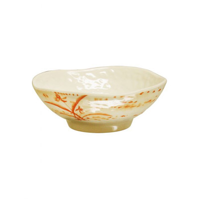 Thunder Group 3705 7 Oz. Gold Orchid Melamine Round Wave Rice Bowl