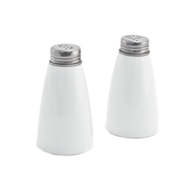 FOH TSP009WHP22 1.5 Oz. Porcelain Round Salt and Pepper Shaker Set