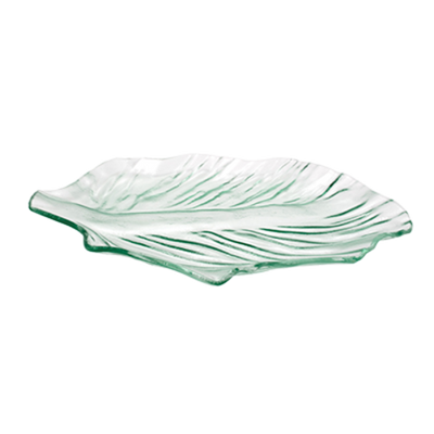 FOH SPT041CLG21 21" W Stack able Textured Glass Arctic Leaf Platter