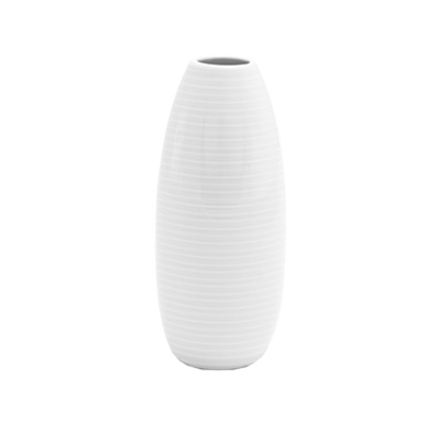 FOH TVA002WHP22 2.25" Dia. x 6" White Porcelain Round Spiral Vase