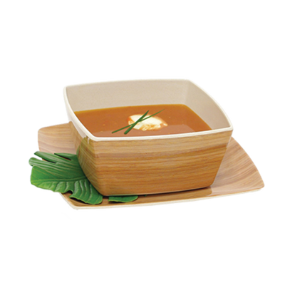 FOH DBO094BBB22 36 Oz. Square Natural Bamboo Biodegradable Platewise Bowl