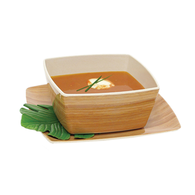 FOH DBO094BBB22 36 Oz. Square Natural Bamboo Biodegradable Platewise Bowl