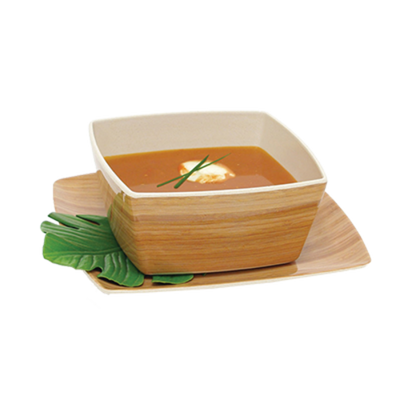 FOH DBO094BBB22 36 Oz. Square Natural Bamboo Biodegradable Platewise Bowl