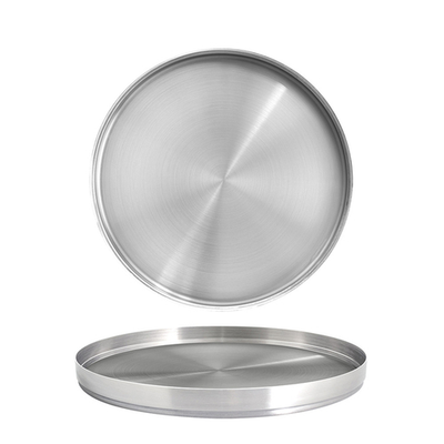 FOH DDP070BSS22 11" W Round Stainless Steel Soho Plate