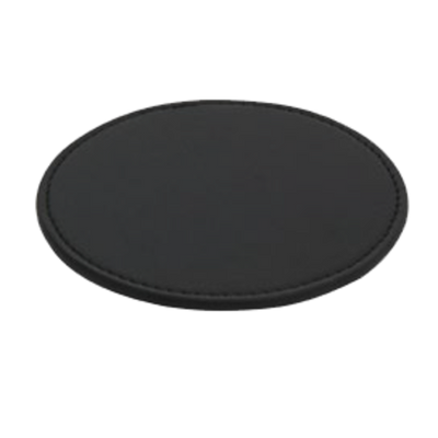 FOH XCO006BKL26 4" Dia. Black Vinyl Round London Coaster