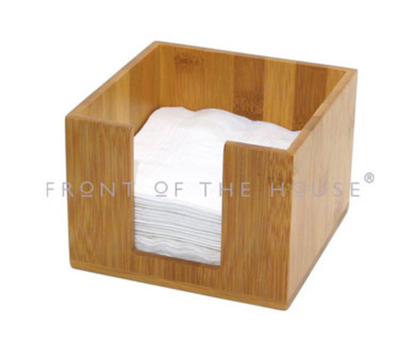 FOH BHO039BBB21 5.5" W x 4" H Brown Bamboo Square Buffetware Napkin Holder