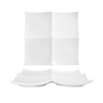 FOH DDP034WHP22 10&quot; W Square Porcelain Flared Origami Plate