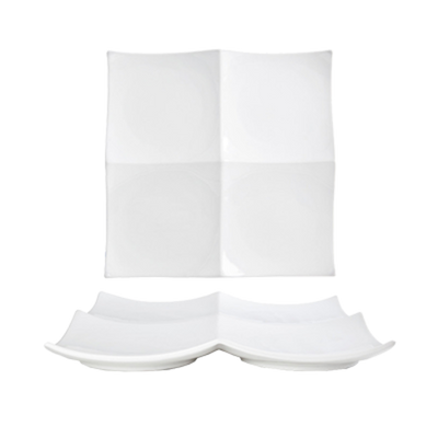 FOH DDP034WHP22 10" W Square Porcelain Flared Origami Plate
