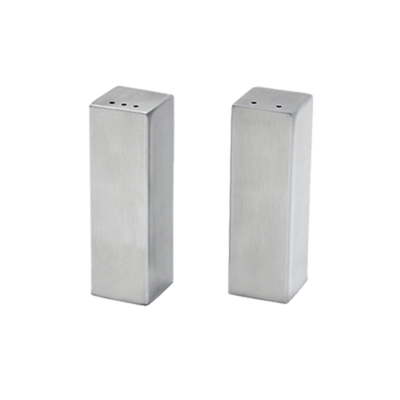 FOH TSP015BSS22 1" W Stainless Steel Square Serving Accessories Salt and Pepper Set