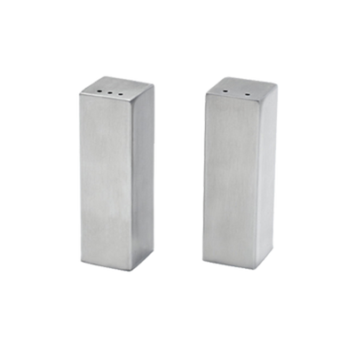FOH TSP015BSS22 1" W Stainless Steel Square Serving Accessories Salt and Pepper Set