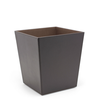 FOH RWA003BRL21 14 Qt. Brown Faux Leather Flare Waste Can