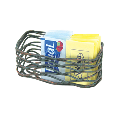FOH TSH006PTI22 1.75" H x 4.5" W x 2.25" D Powder-Coated Iron Patina Wireware Sugar Packet Holder