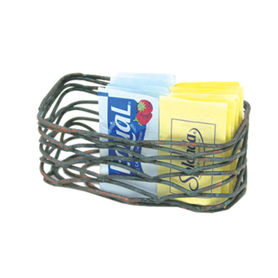FOH TSH006PTI22 1.75" H x 4.5" W x 2.25" D Powder-Coated Iron Patina Wireware Sugar Packet Holder