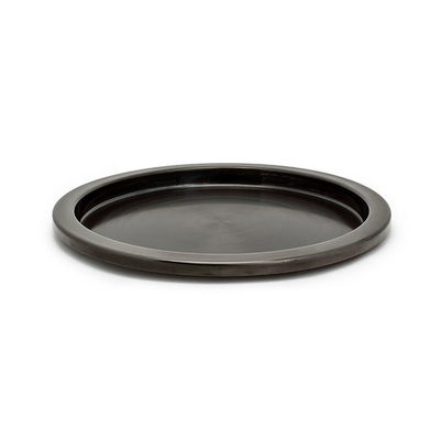 FOH RRT011BKS21 14" Dia. x 0.75" H Matte Black Stainless Steel Round Sumatra Tray