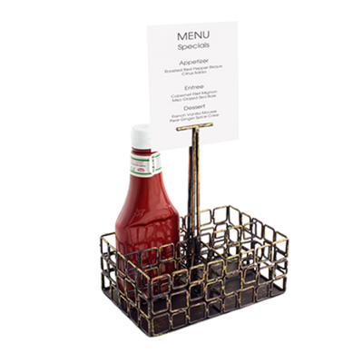 FOH TCS011GOI22 7.5" x 5" x 8.25" Copper Finish Iron Rectangular Large Wireware Coppered Link Holder with Handle