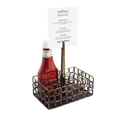 FOH TCS011GOI22 7.5" x 5" x 8.25" Copper Finish Iron Rectangular Large Wireware Coppered Link Holder with Handle