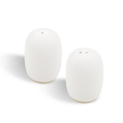 FOH TSP105WHP22 2" W White Porcelain Round Artefact Salt and Pepper Shaker Set