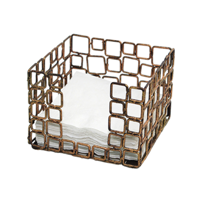 FOH BHO039GOI21 5.5" W x 4" H Brown Iron Wireware Coppered Link Napkin Holder