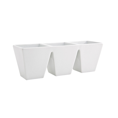 FOH BHO048WHP22 6 Oz. Porcelain 3-Compartment Kyoto Divided Bowl
