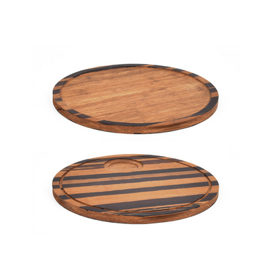 FOH SPT054MUB21 12" W Bamboo Round Rustic Chic Cutting Board