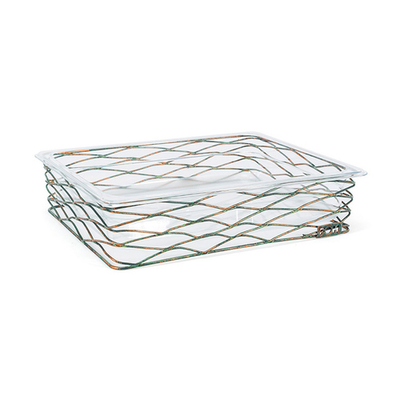 FOH BHO113PTI20 12.5" W x 10" D x 2.75" H Metal Rectangular Shallow 1/2 Size Patina Housing or Pan Set