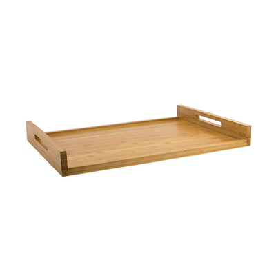 FOH RRT022BBB20 26" x 18" x 2" Bamboo Rectangle Bali Serving Tray with Handles