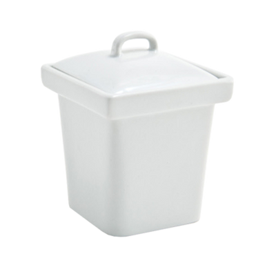 FOH DBO075WHP22 4 Oz. Square Porcelain Mod Pot with Lid