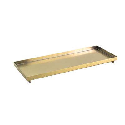 FOH RTR014GOS12 12.25" x 4.75" x 1" Matte Brass Stainless Steel Rectangle Footed Tokyo Tray