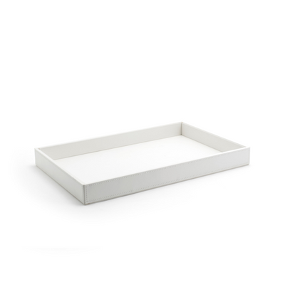FOH RRT015WHL21 15" W x 10" D x 1.5" H White Faux Leather Rectangular Tray