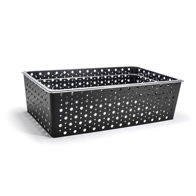 FOH BHO070BKI20 20.75" W x 12.75" D x 6" H Matte Black Metal Rectangular Deep Full Size Dots Housing or Pan Set