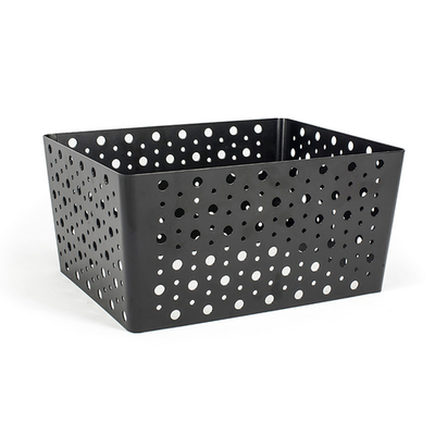 FOH BHO114BKI20 12.25" W x 9.5" D x 6" H Matte Black Powder-Coated Iron Rectangular 1/2 Size Buffet Building Blocks Dots Housing
