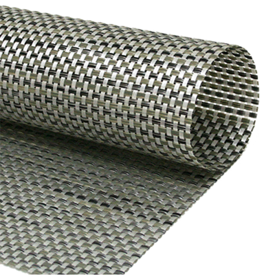 FOH XPM041SIV83 16" W Silver Vinyl Rectangle Metroweave Placemat