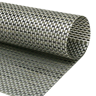 FOH XPM041SIV83 16" W Silver Vinyl Rectangle Metroweave Placemat