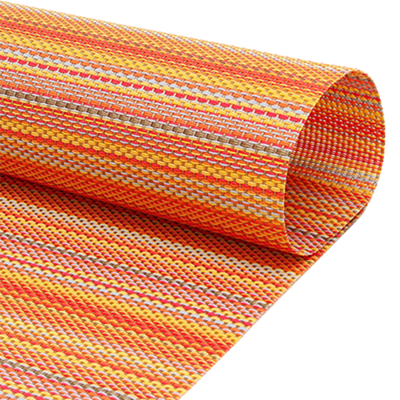 FOH RTL020ORV83 12" W Orange Vinyl Rectangle Metroweave Placemat