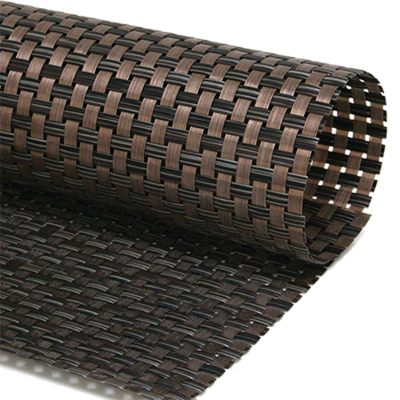 FOH RTL012COV83 17.5" W Copper Vinyl Rectangle Metroweave Placemat