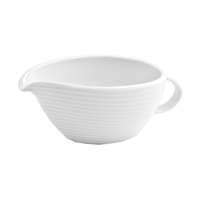 FOH TGB002WHP22 6 Oz. White Porcelain Spiral Sauce Boat with Handle