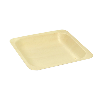 FOH DAP063NAW28 3 Oz. Natural Wood Square Servewise Disposable Plate