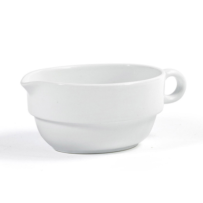 FOH TGB003WHP21 16 Oz. White Porcelain Monaco Gravy Boat with Handle