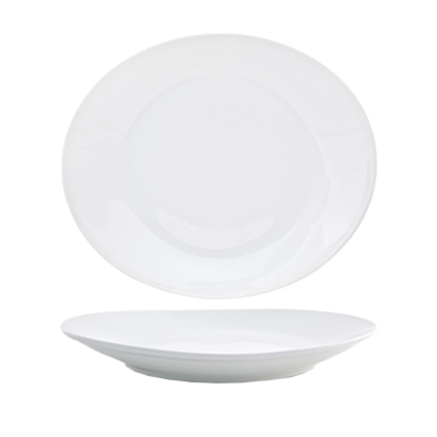 FOH DDP032WHP12 12" W Oval Porcelain Coupe Ellipse Plate