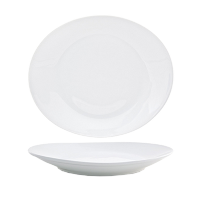 FOH DDP032WHP12 12" W Oval Porcelain Coupe Ellipse Plate