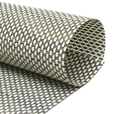 FOH XPM039TAV83 13" W Tan Vinyl Square Metroweave Placemat
