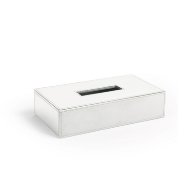 FOH RTB032WHL21 5.75" W White Faux Leather Square Tissue Cover