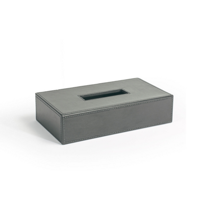 FOH RTB032GYL21 5.75" W Gray Faux Leather Square Tissue Cover