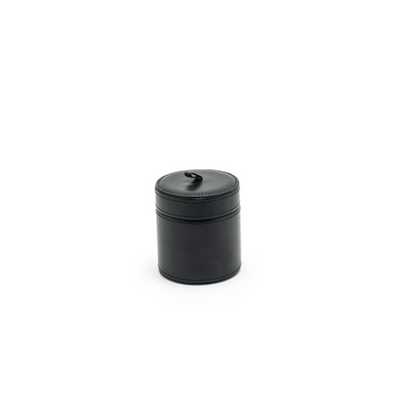 FOH RJR001BKL12 3.25" W Black Round Faux Leather Jar