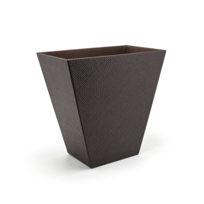 FOH RWA028BRL21 12.75 Qt. Brown Faux Leather Slender Flare Waste Can