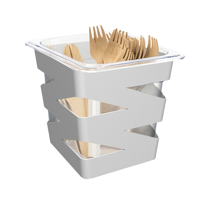 FOH BHO093SII21 7" W Silver Metal 1- Compartment 1/6 Size Zig Zag Flatware Divider Set