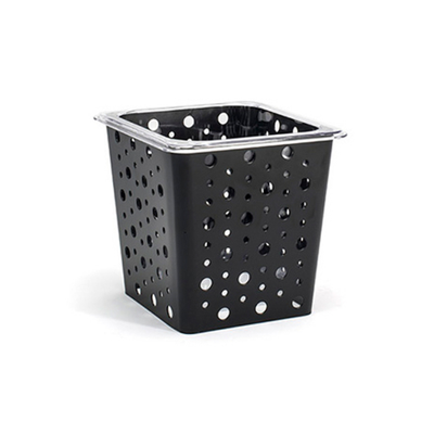 FOH BHO072BKI21 7" W x 6.5" D x 6" H Matte Black Metal Square Deep 1/6 Size Dots Housing or Pan Set