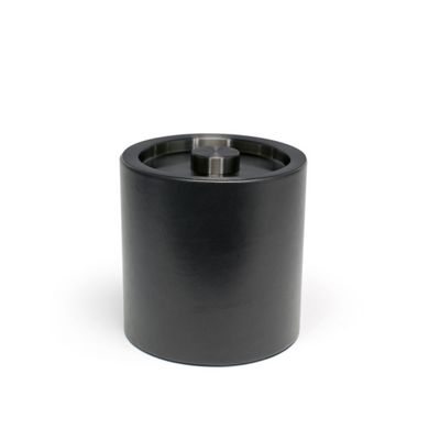 FOH RIB025BKL21 3.5 Qt. Black Stainless Steel Round Ice Bucket with Lid